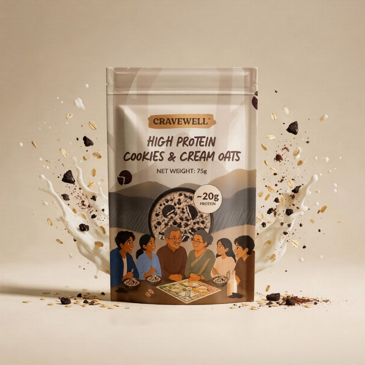 Cookies & Cream Oats - Pack Of 5 (75g Each)
