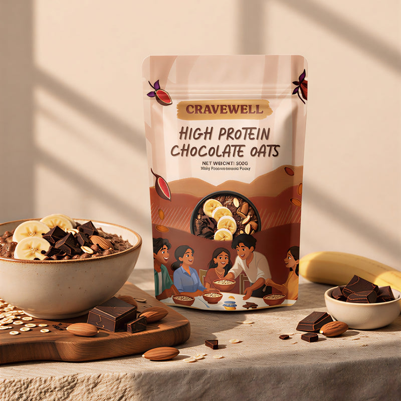 Cravewell High Protein Chocolate Oats – 500g | 125g Protein Inside