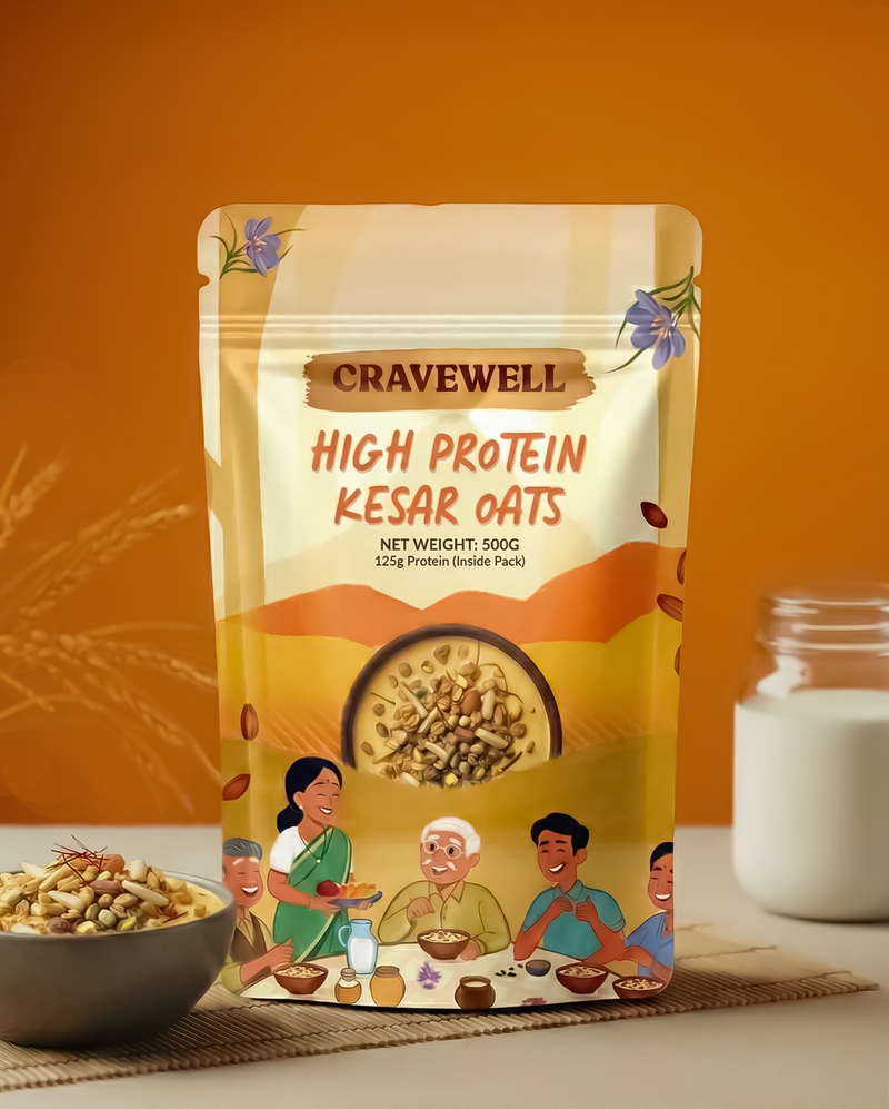 Cravewell High Protein Kesar Oats – 500g | 125g Protein Inside