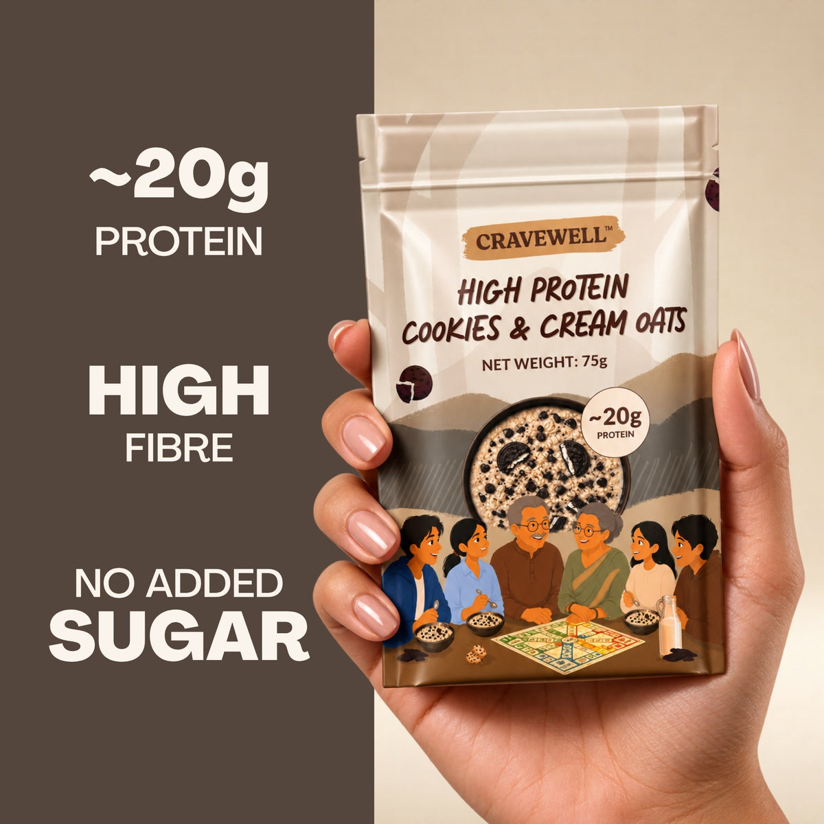 Cookies & Cream Oats - Pack Of 5 (75g Each)