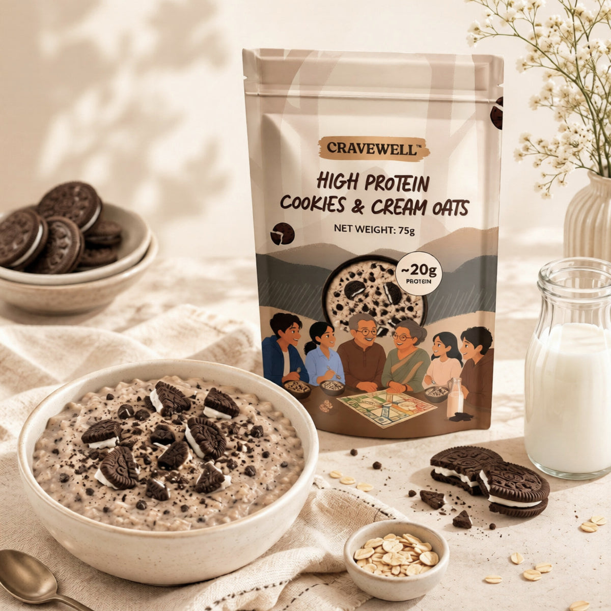 Cookies & Cream Oats - Pack Of 5 (75g Each)